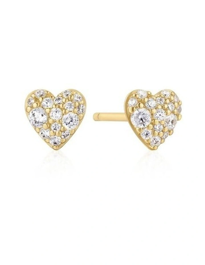 Gold Pave Heart Stud Earrings image 1