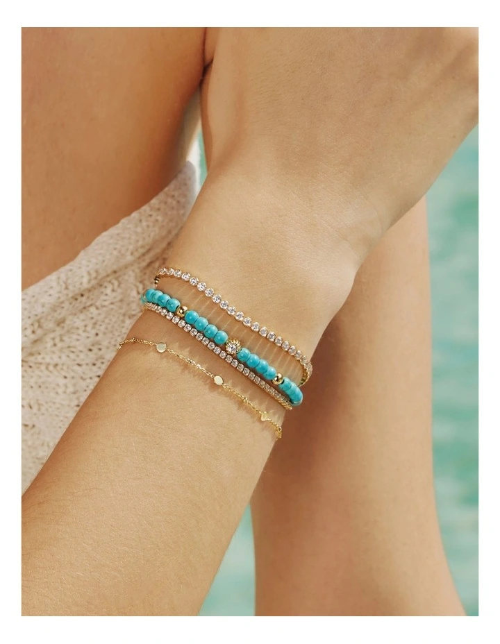 Gold Lab Created Turquoise Bracelet image 2