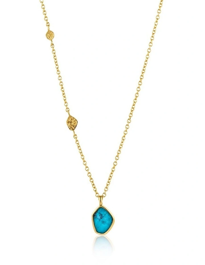 Turquoise Pendant Necklace - Gold image 1