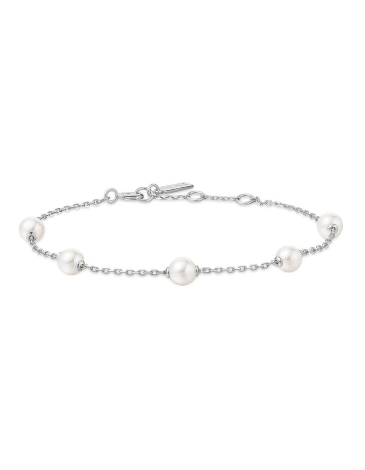 Silver Pearl Station Bracelet image 1
