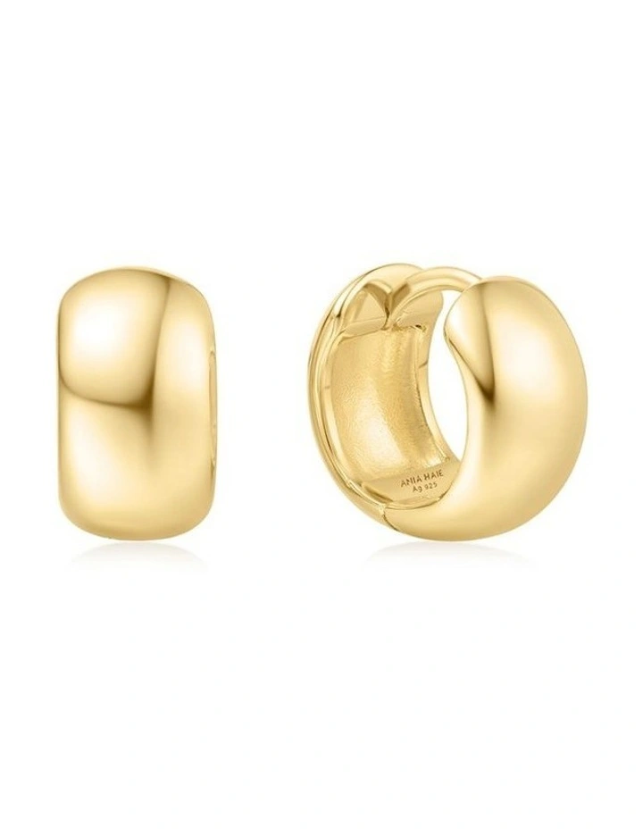 Gold Chubby Small Huggie Hoop Earrings image 1