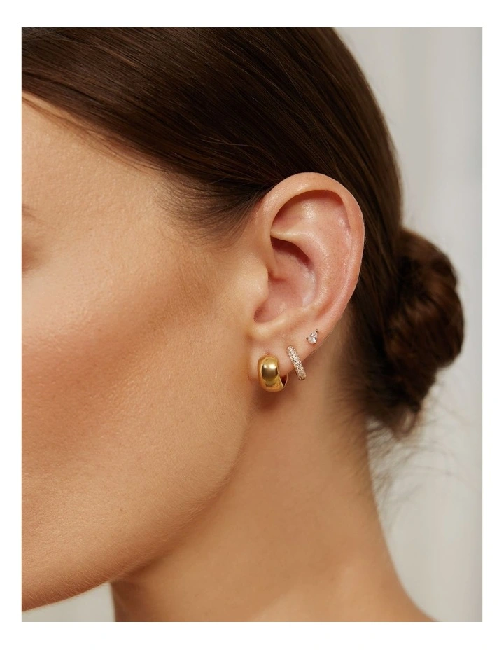 Gold Chubby Small Huggie Hoop Earrings image 2