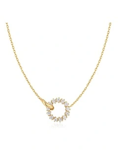 Gold Interlinked Circles Pave Necklace