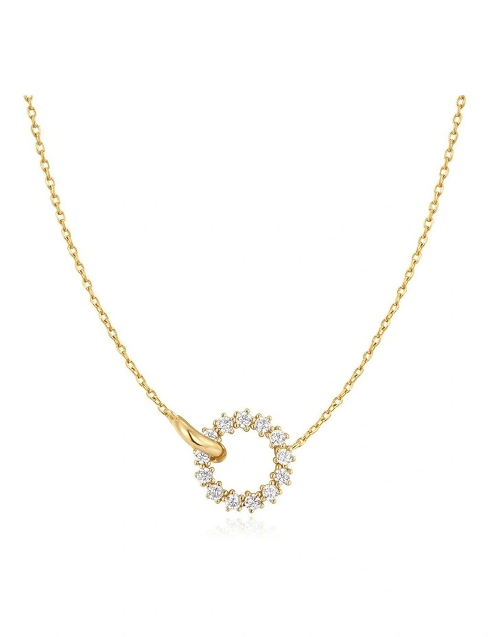 Gold Interlinked Circles Pave Necklace image 1