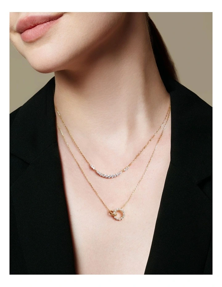 Gold Interlinked Circles Pave Necklace image 2