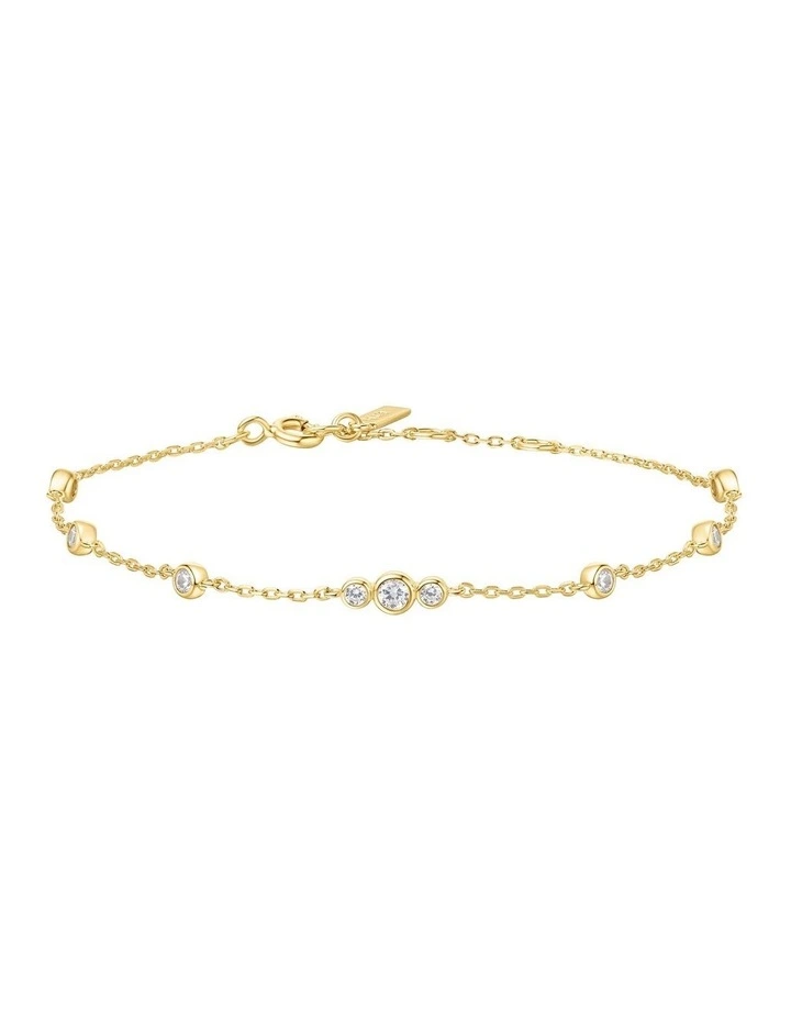 Gold Sparkling Bezel Cubic Zirconia Station Bracelet image 1