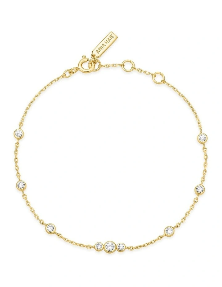 Gold Sparkling Bezel Cubic Zirconia Station Bracelet image 4