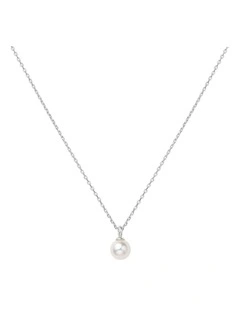 Silver Pearl Drop Pendant Necklace