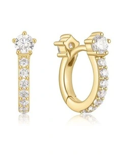 Gold Sparkling Pave Huggie Hoop Earrings