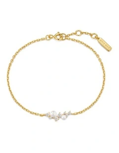 Gold Shell Pearl Cluster Bracelet