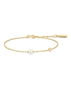 Gold Shell Pearl & Bezel-Set Sparkle Bracelet