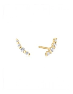 Gold Bezel Beaded Stone Stud Earrings