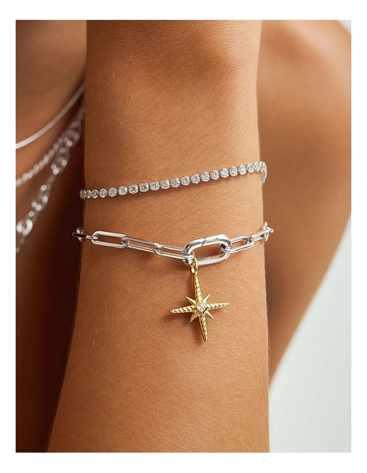 Silver Row Bezel Set Bracelet image 1