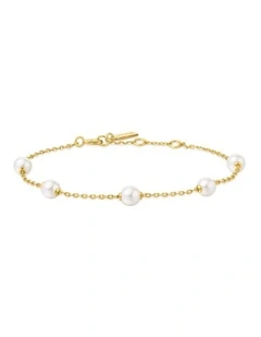 Gold Pearl Station Bracelet