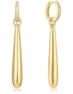Gold Long Water Droplet Drop Earrings