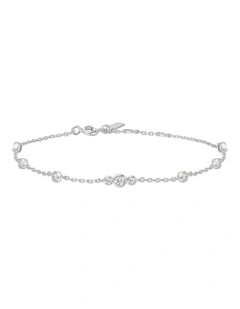 Silver Sparkling Bezel Cubic Zirconia Station Bracelet