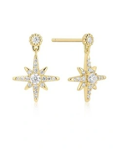 Gold Dangling Nova Star Stud Earrings