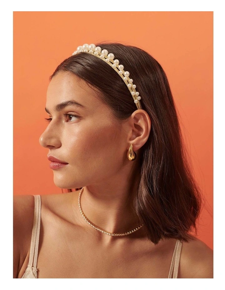Diva Pearl Statement Headband - White image 2