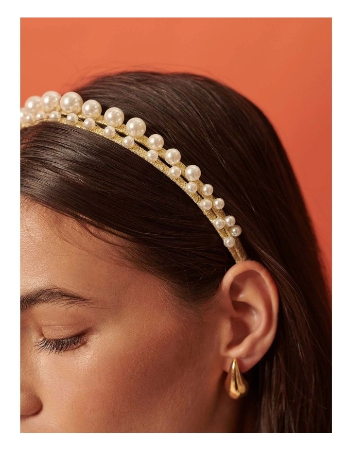 Diva Pearl Statement Headband - White image 4