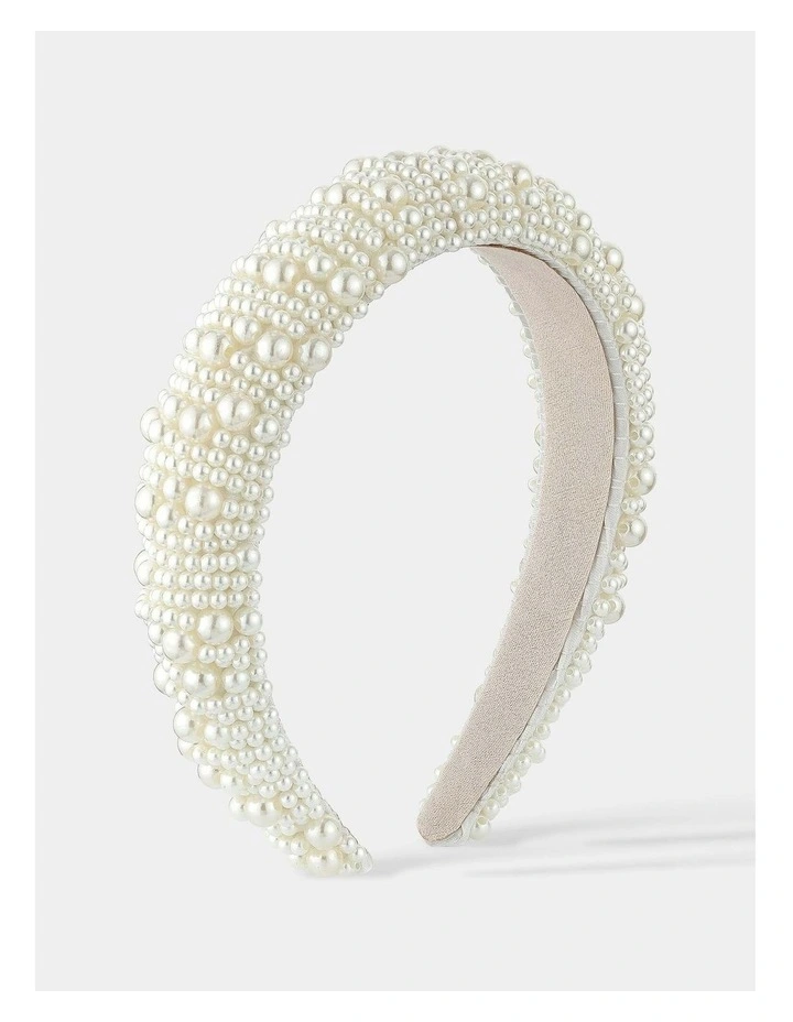 Pia Faux Pearl Statement Headband - White image 1