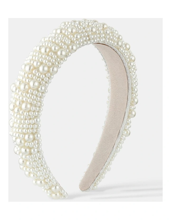 Pia Faux Pearl Statement Headband - White image 1