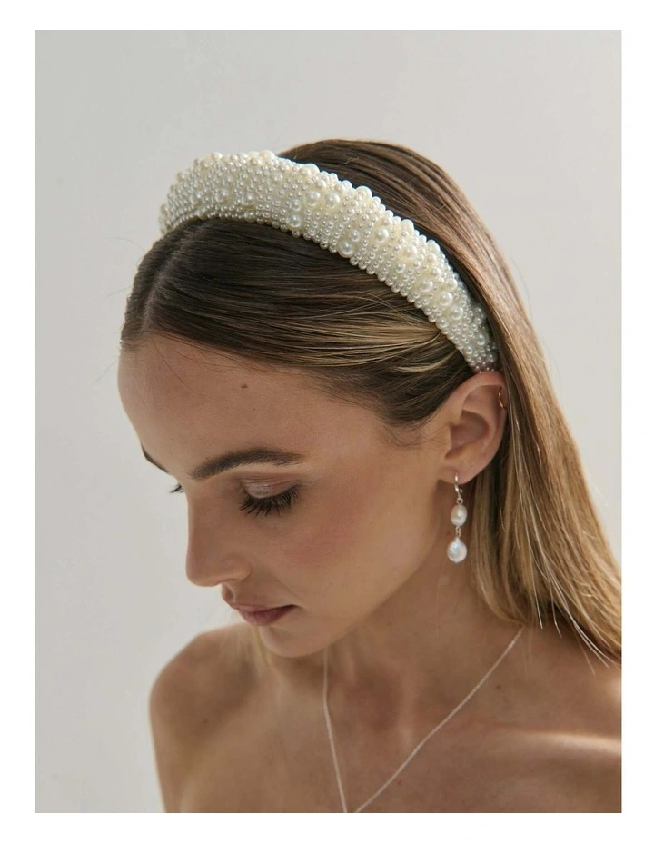 Pia Faux Pearl Statement Headband - White image 2