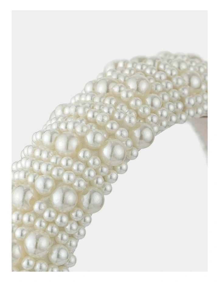 Pia Faux Pearl Statement Headband - White image 3