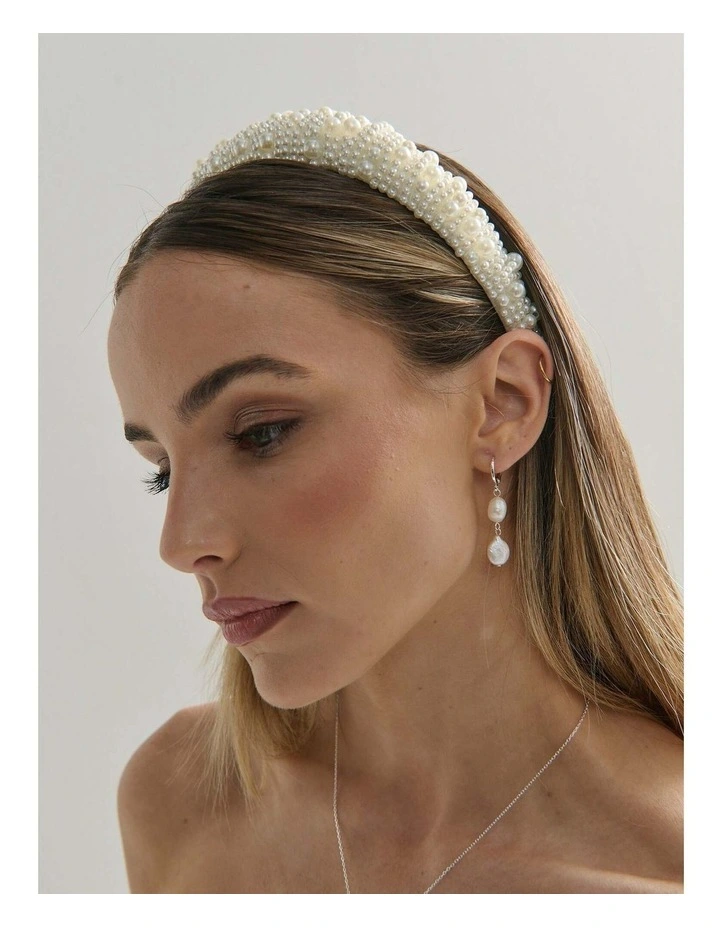Pia Faux Pearl Statement Headband - White image 5