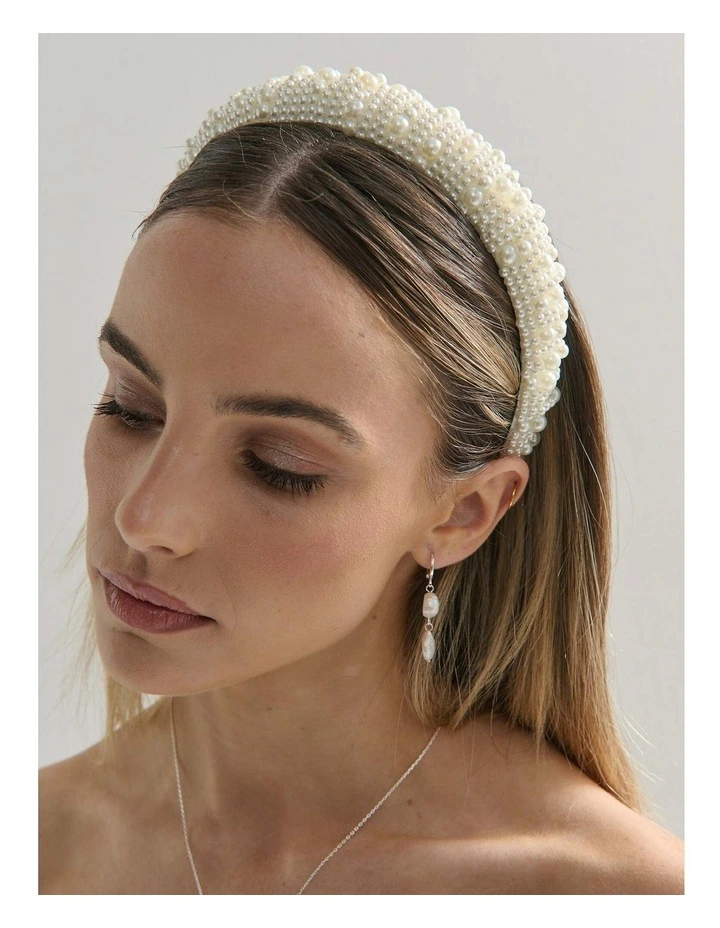 Pia Faux Pearl Statement Headband - White image 6