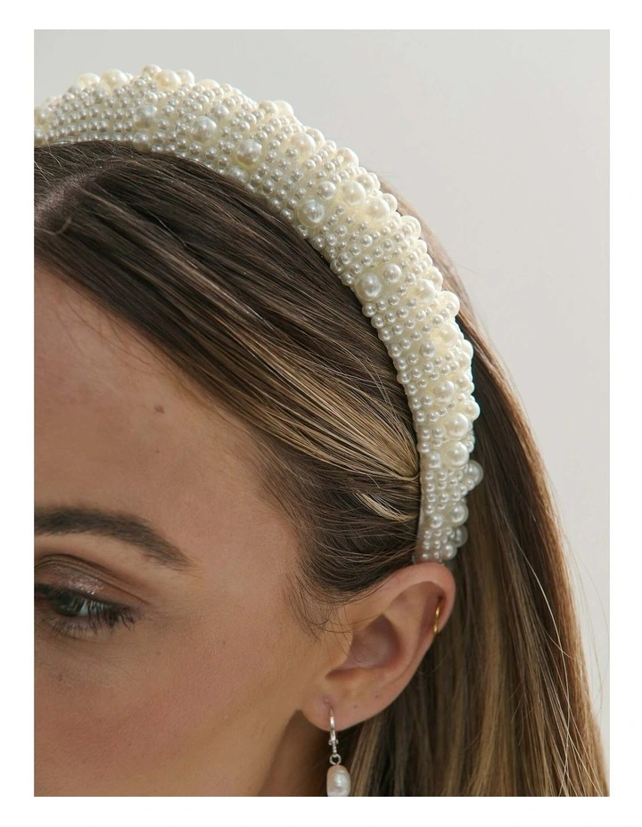 Pia Faux Pearl Statement Headband - White image 7