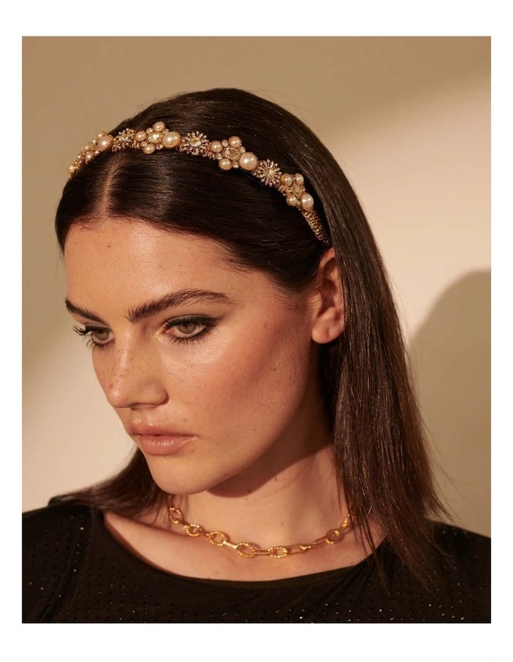 Florence Gem Embellishment Headband - Gold image 2