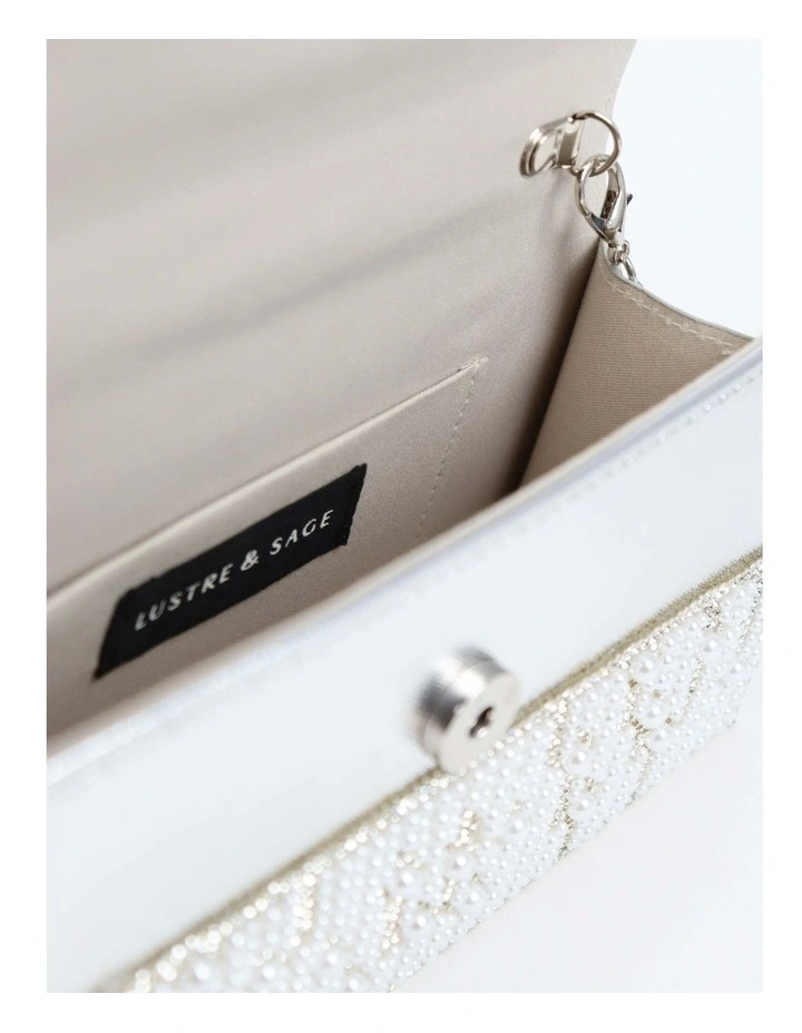 Lumire Pearl Top Handle Bag - White image 5