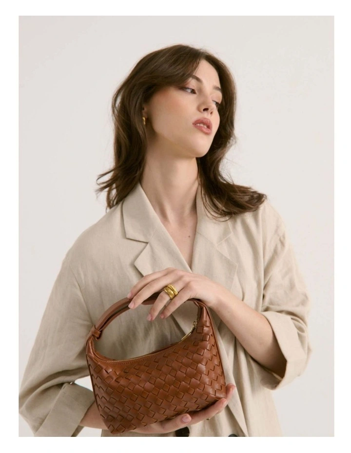 Cleo Woven Handbag - Tan image 2