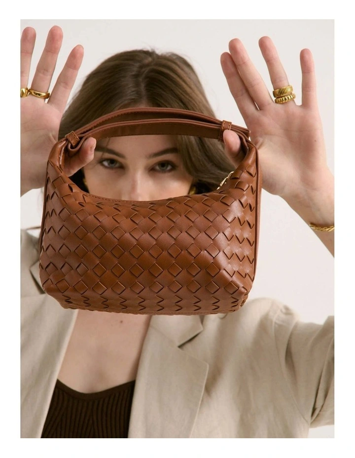 Cleo Woven Handbag - Tan image 4