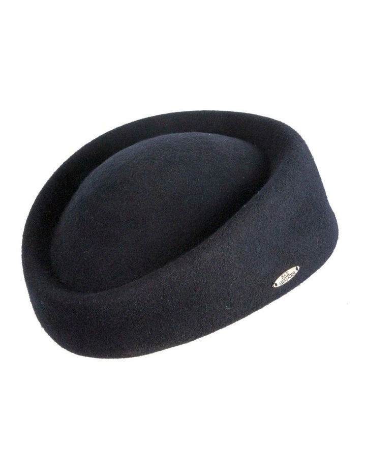 Classic Stewardess Felt Pillbox Hat J463N in Navy image 1