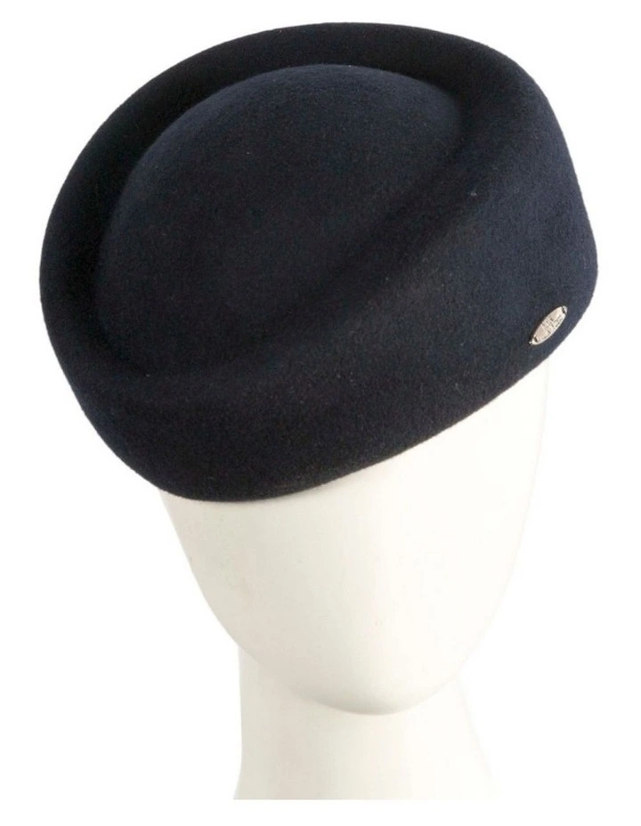 Classic Stewardess Felt Pillbox Hat J463N in Navy image 2