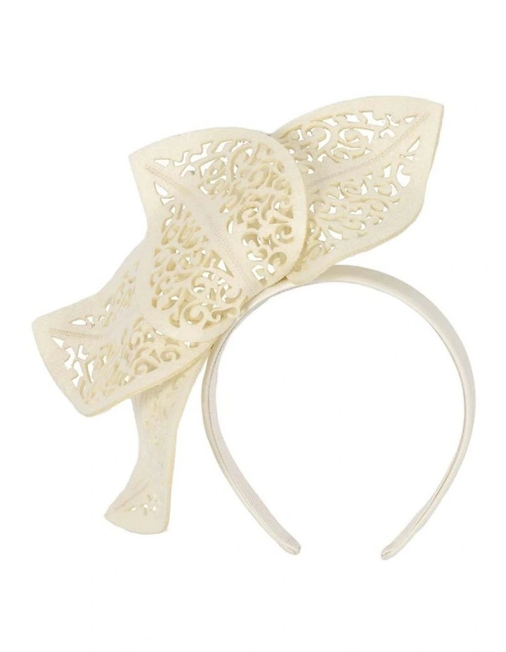 Modern cream racing fascinator by Max Alexander MA681C image 2