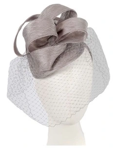 Max Alexander MA888S silver fascinator with face veil