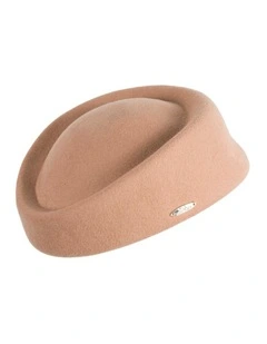 Classic Stewardess Felt Pillbox Hat J463BE in Beige