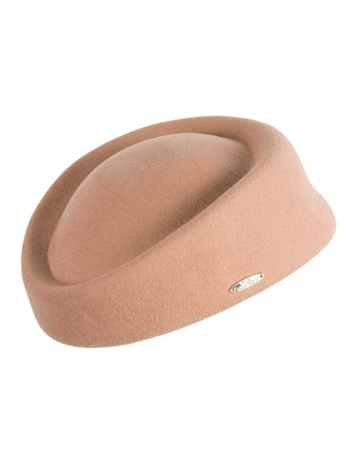 Classic Stewardess Felt Pillbox Hat J463BE in Beige image 1