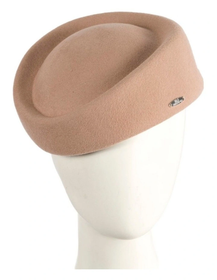 Classic Stewardess Felt Pillbox Hat J463BE in Beige image 2