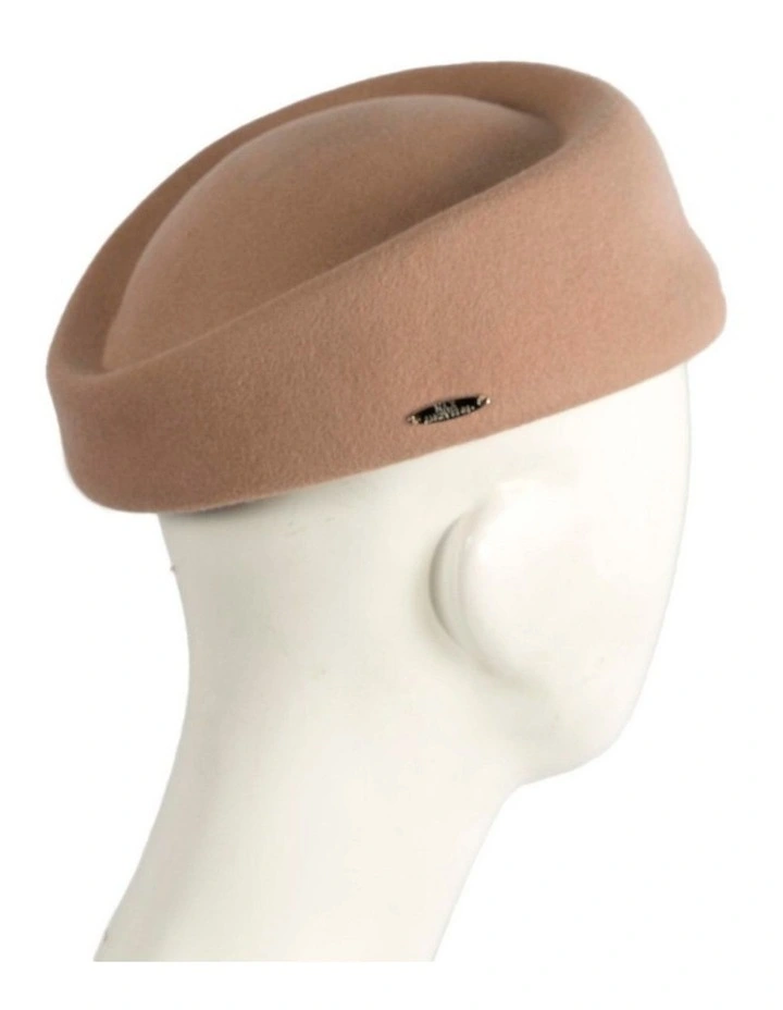 Classic Stewardess Felt Pillbox Hat J463BE in Beige image 3