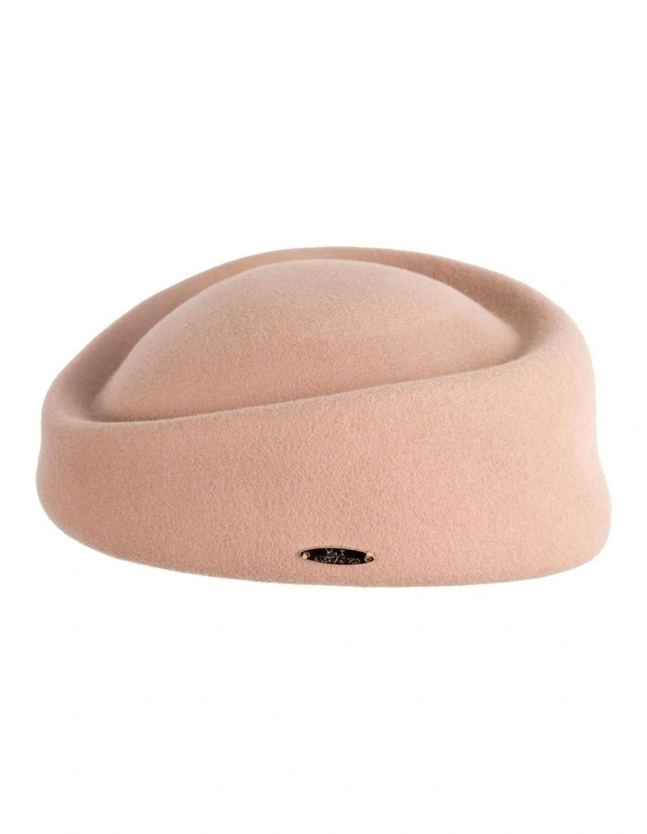 Classic Stewardess Felt Pillbox Hat J463BE in Beige image 5