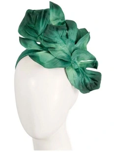 Max Alexander green monstera leaves fascinator MA879G