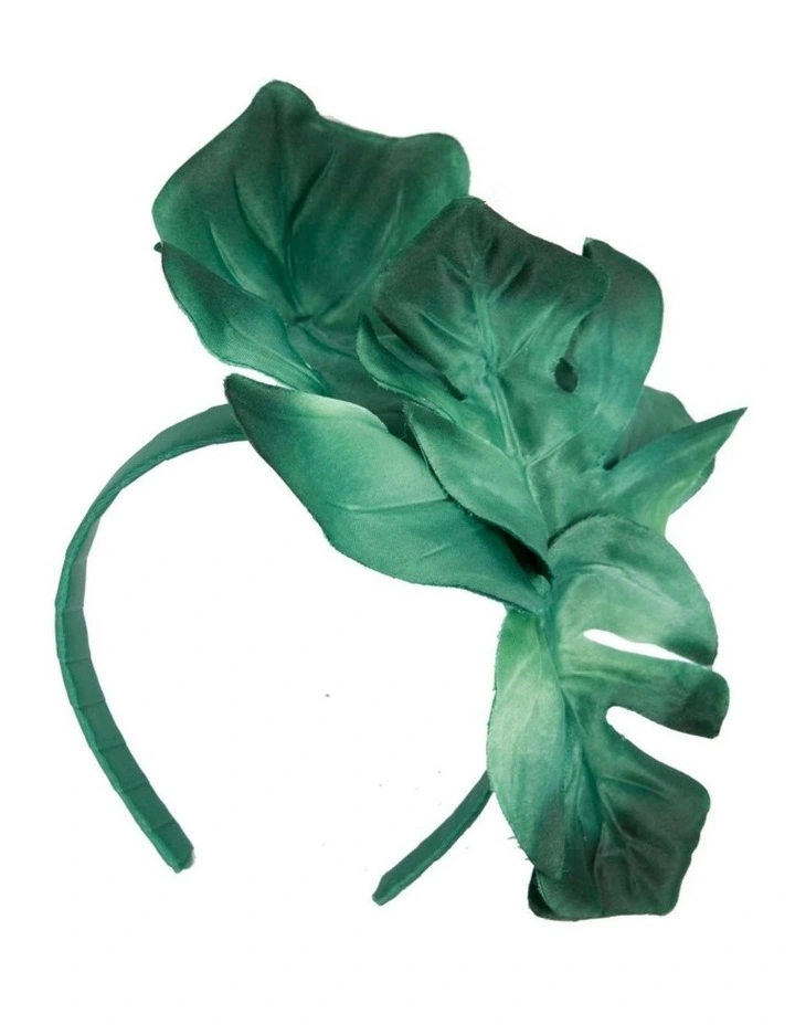 Max Alexander green monstera leaves fascinator MA879G image 2