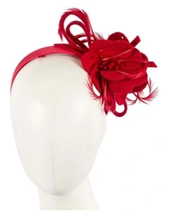 Max Alexander red felt flower winter fascinator J361R