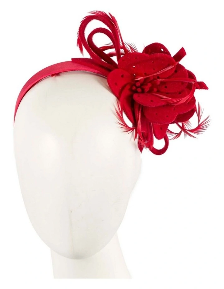 Max Alexander red felt flower winter fascinator J361R image 1