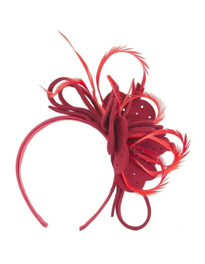 Max Alexander red felt flower winter fascinator J361R image 2