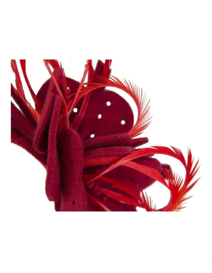 Max Alexander red felt flower winter fascinator J361R image 3