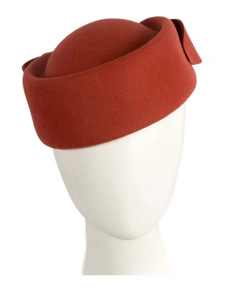 Felt Pillbox Hat J460RU in Orange image 3